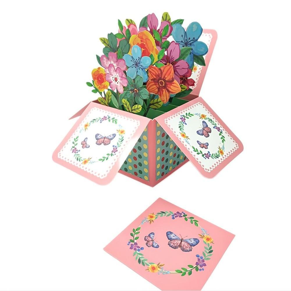 Fleurs Colorées Pop Up Box Card Flower 3d Pop Up Carte De Voeux - votrecollierprenomfr