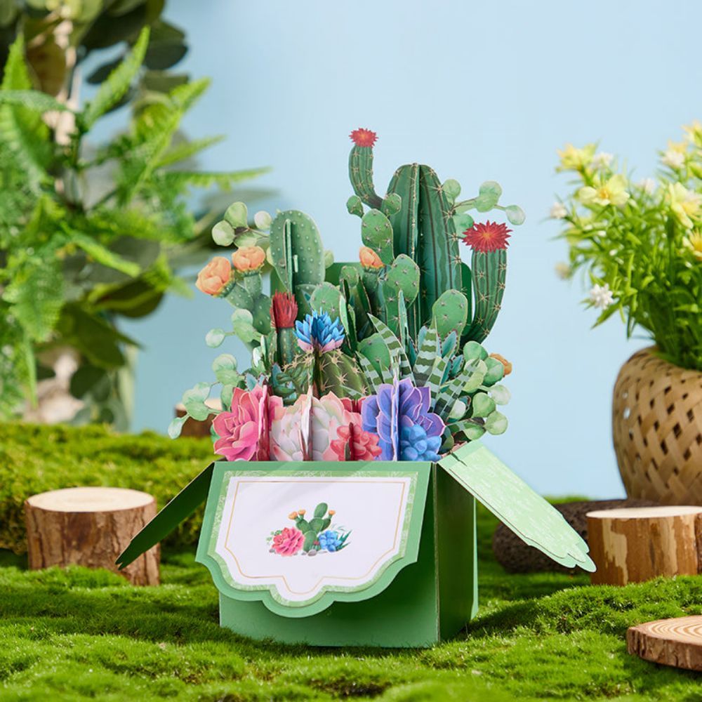 Cactus Pop Up Box Carte Fleur 3d Pop Up Carte De Vœux - votrecollierprenomfr