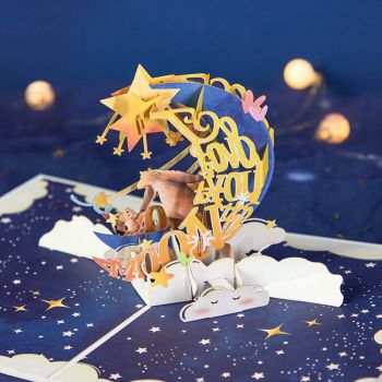 Love You To The Moon And Back Carte De Vœux Pop-up 3d Pour Maman - votrecollierprenomfr