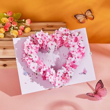 Fleur De Cerisier Arbre Coeur Carte Pop-up Fleur 3d Carte De Voeux Pop-up - votrecollierprenomfr
