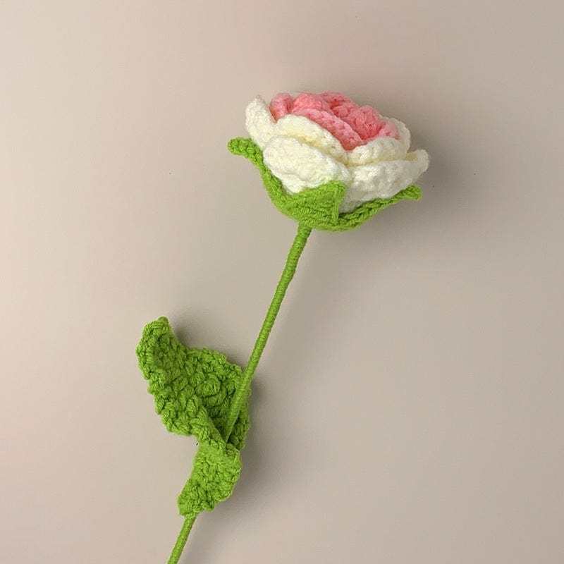 Cadeau De Fleur Tricoté À La Main De Fleur De Crochet De Roses Pour L'amant - votrecollierprenomfr