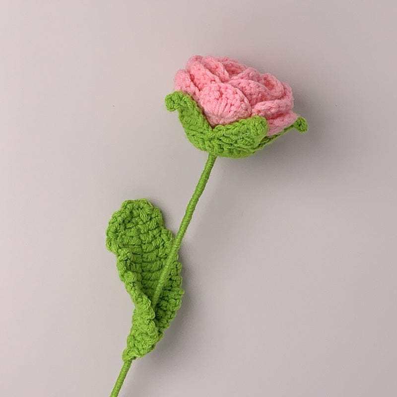 Cadeau De Fleur Tricoté À La Main De Fleur De Crochet De Roses Pour L'amant - votrecollierprenomfr