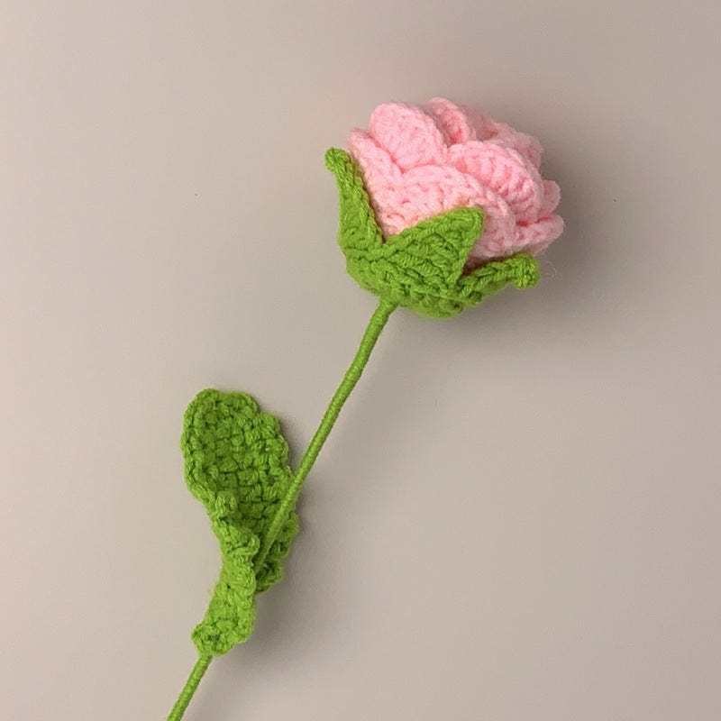 Cadeau De Fleur Tricoté À La Main De Fleur De Crochet De Roses Pour L'amant - votrecollierprenomfr