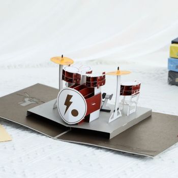 Fête Des Pères 3d Pop Up Card Drum Kit Carte De Voeux Pour Papa - votrecollierprenomfr