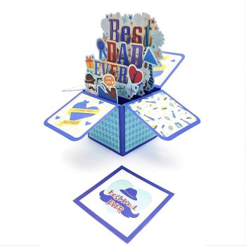 Fête Des Pères 3d Pop Up Box Card Best Dad Ever Carte De Vœux Pour Papa - votrecollierprenomfr
