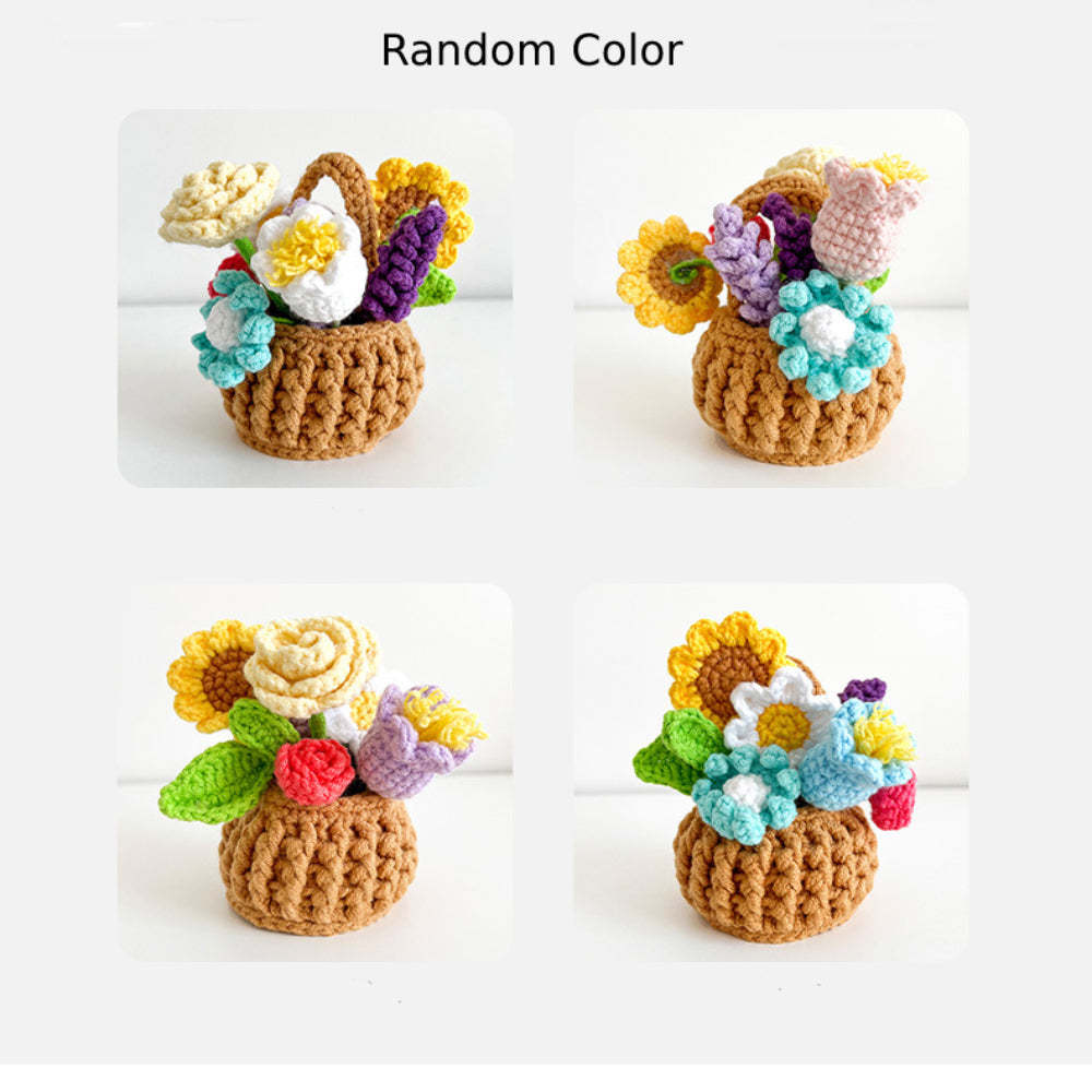 Fleurs Multicolores Crochet Plantes En Pot Terminé Tissé À La Main Tricoté Plantes En Pot Cadeau Pour Les Amoureux De L'artisanat - votrecollierprenomfr