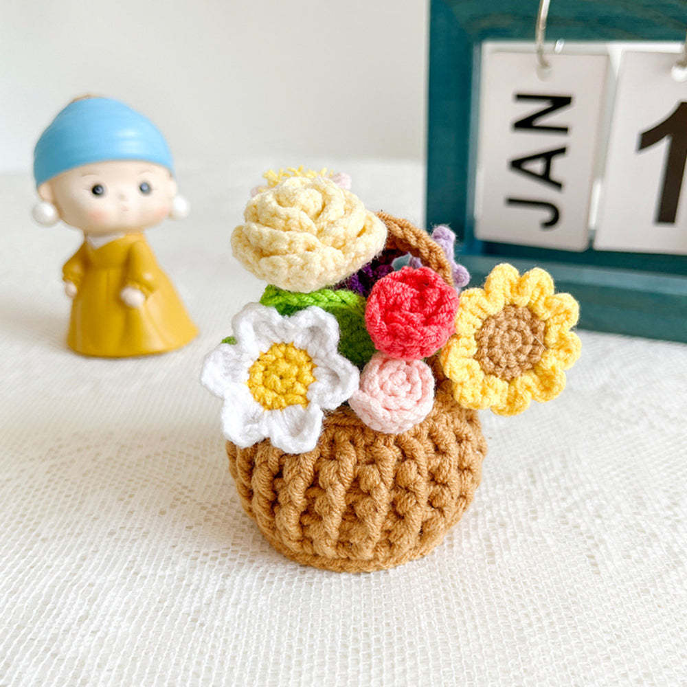Fleurs Multicolores Crochet Plantes En Pot Terminé Tissé À La Main Tricoté Plantes En Pot Cadeau Pour Les Amoureux De L'artisanat - votrecollierprenomfr