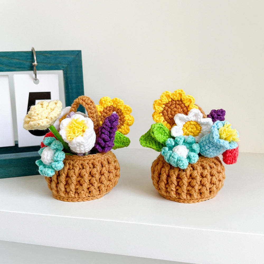 Fleurs Multicolores Crochet Plantes En Pot Terminé Tissé À La Main Tricoté Plantes En Pot Cadeau Pour Les Amoureux De L'artisanat - votrecollierprenomfr