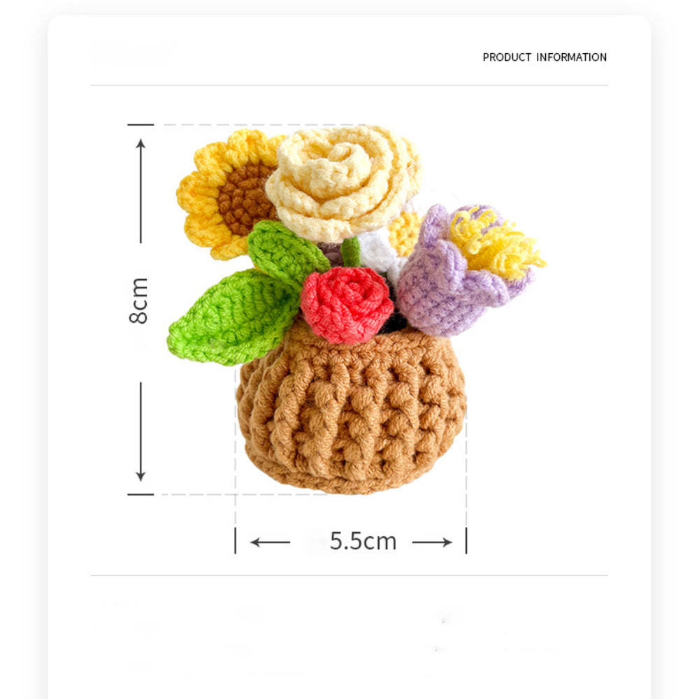 Fleurs Multicolores Crochet Plantes En Pot Terminé Tissé À La Main Tricoté Plantes En Pot Cadeau Pour Les Amoureux De L'artisanat - votrecollierprenomfr