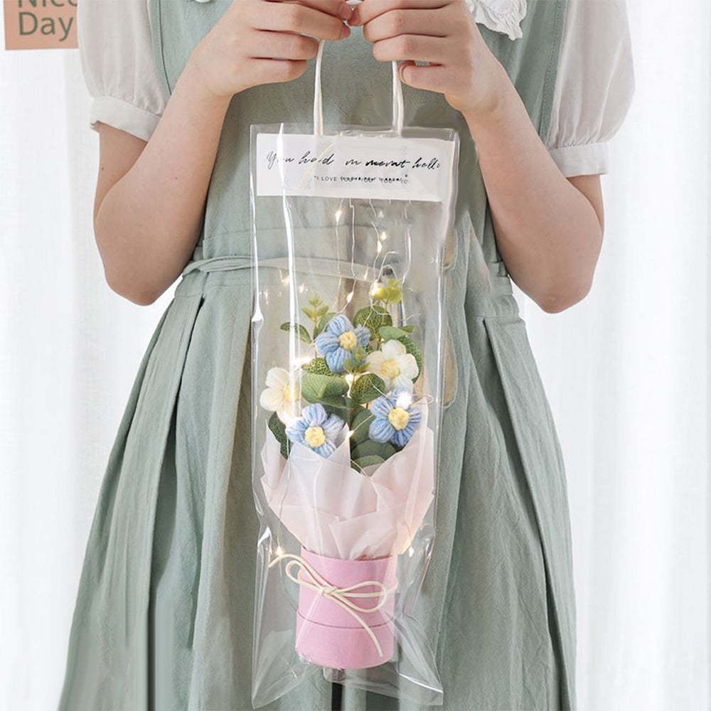 Bouquet De Fleurs Au Crochet Bouquet Tricoté À La Main Avec Cadeau D'anniversaire De Bande Lumineuse Pour Les Amoureux - votrecollierprenomfr