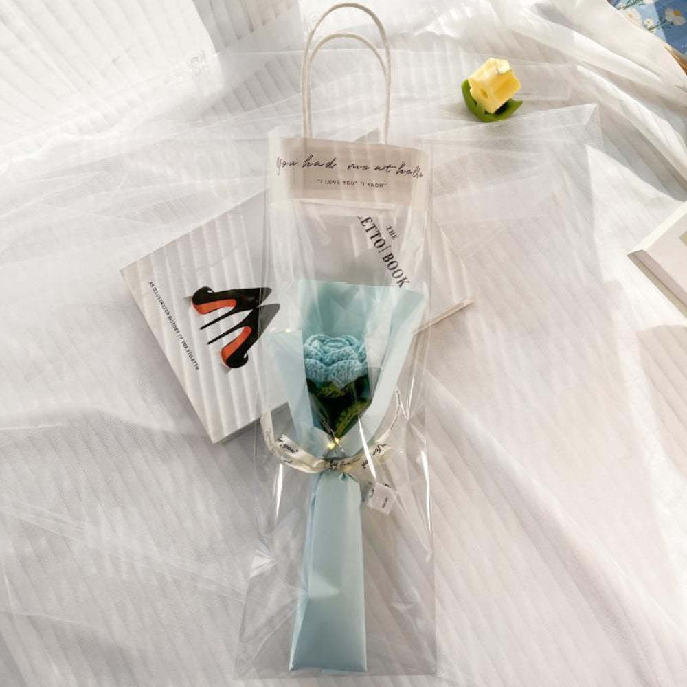 1pc Fleur Au Crochet Fleur Tricotée À La Main Avec Cadeau De Bande Lumineuse Pour Les Amoureux - votrecollierprenomfr