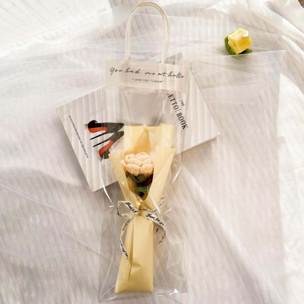 1pc Fleur Au Crochet Fleur Tricotée À La Main Avec Cadeau De Bande Lumineuse Pour Les Amoureux - votrecollierprenomfr