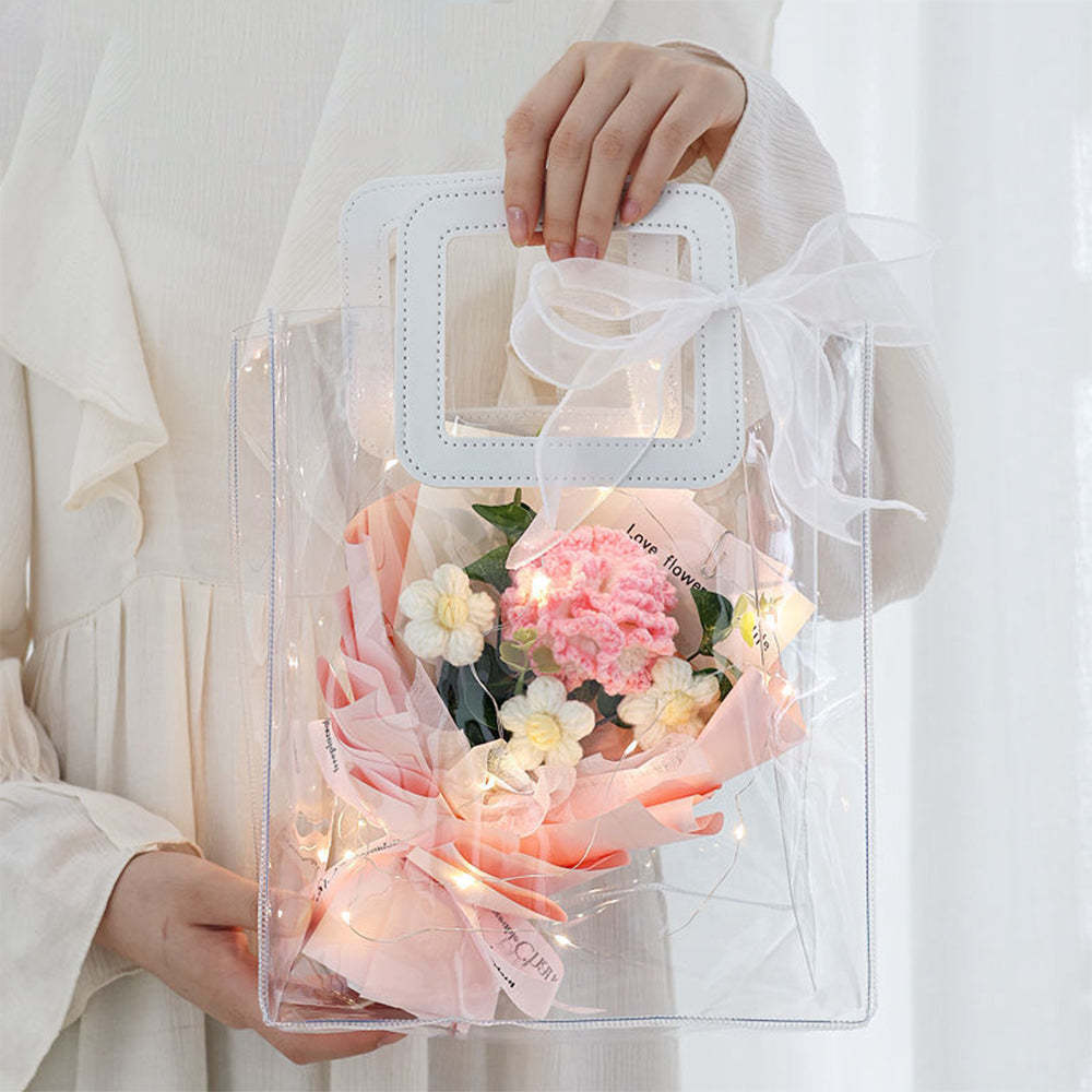 Bouquet De Fleurs Au Crochet Bouquet Tricoté À La Main Avec Cadeau De Bande Lumineuse Pour L'amant De La Mère De L'enseignant - votrecollierprenomfr