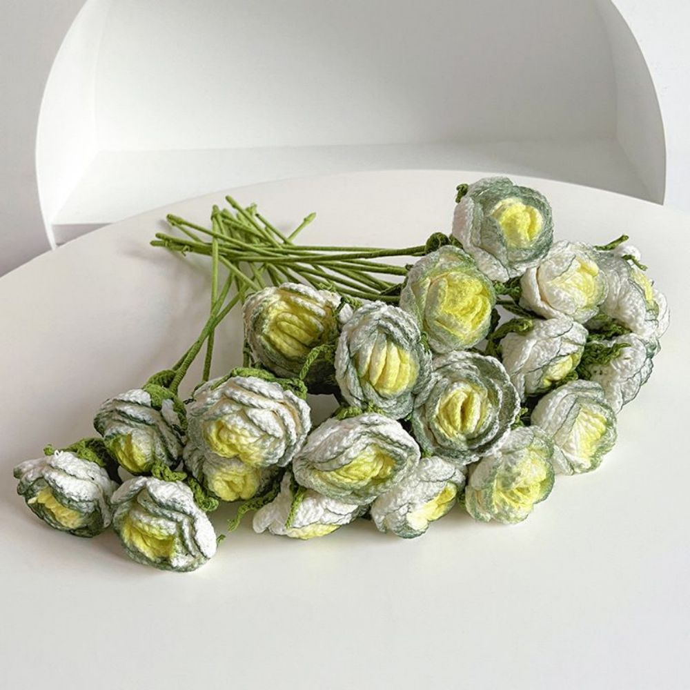 1pc Fleur Tricotée À La Main Rose Crochet Fleur Cadeau Pour Elle - votrecollierprenomfr