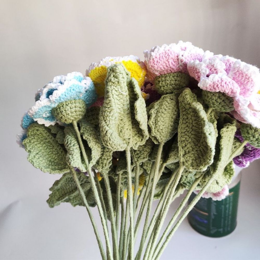1pc Fait À La Main Fleur Tricotée Pivoine Crochet Fleur Cadeau Pour Elle - votrecollierprenomfr