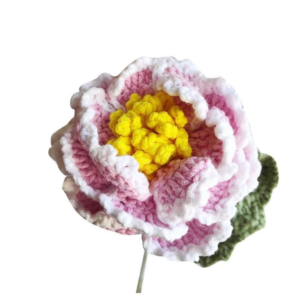 1pc Fait À La Main Fleur Tricotée Pivoine Crochet Fleur Cadeau Pour Elle - votrecollierprenomfr