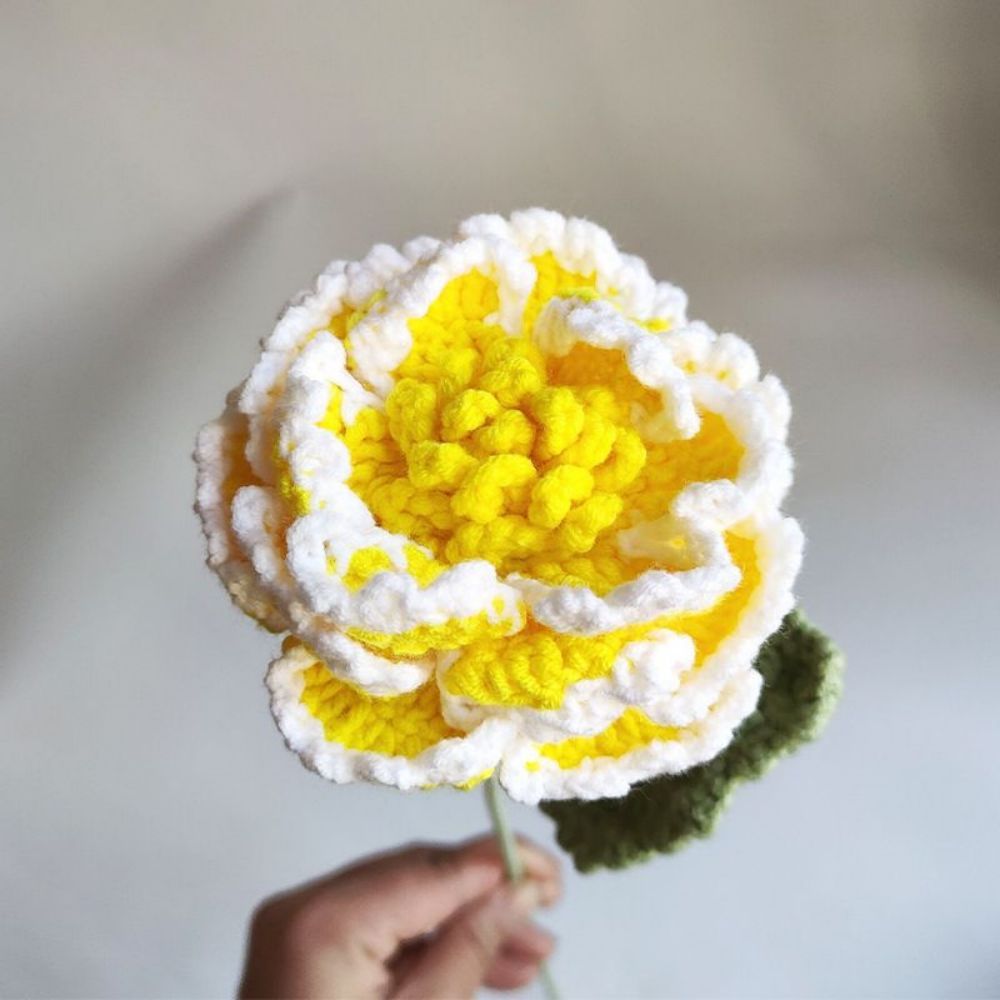 1pc Fait À La Main Fleur Tricotée Pivoine Crochet Fleur Cadeau Pour Elle - votrecollierprenomfr