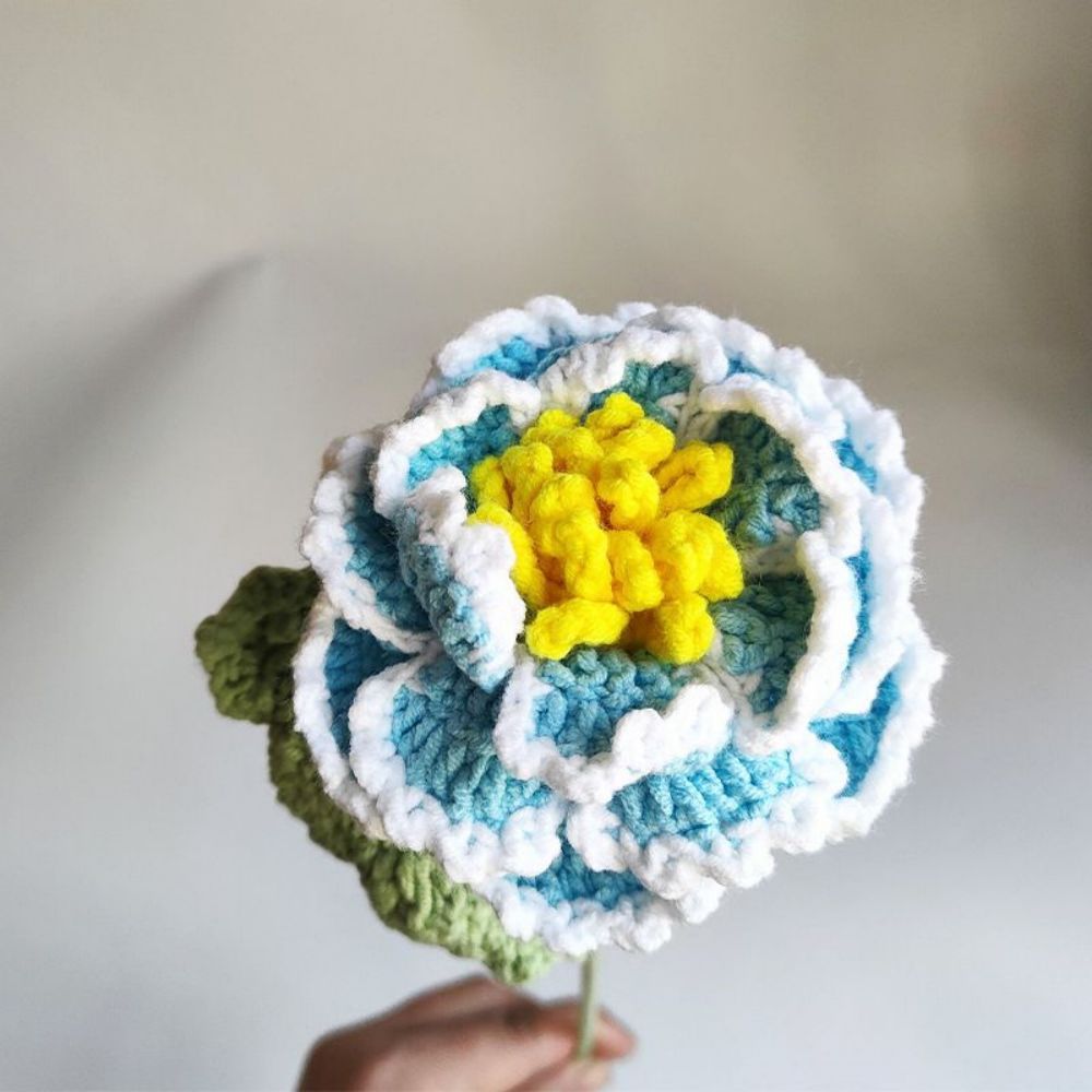 1pc Fait À La Main Fleur Tricotée Pivoine Crochet Fleur Cadeau Pour Elle - votrecollierprenomfr