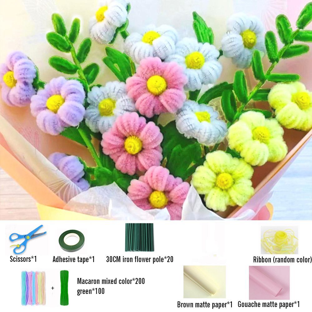 Bricolage Cure-pipe Fleurs Bouquet Fait À La Main Twist Stick Bouquet Cadeau Pour Elle - votrecollierprenomfr