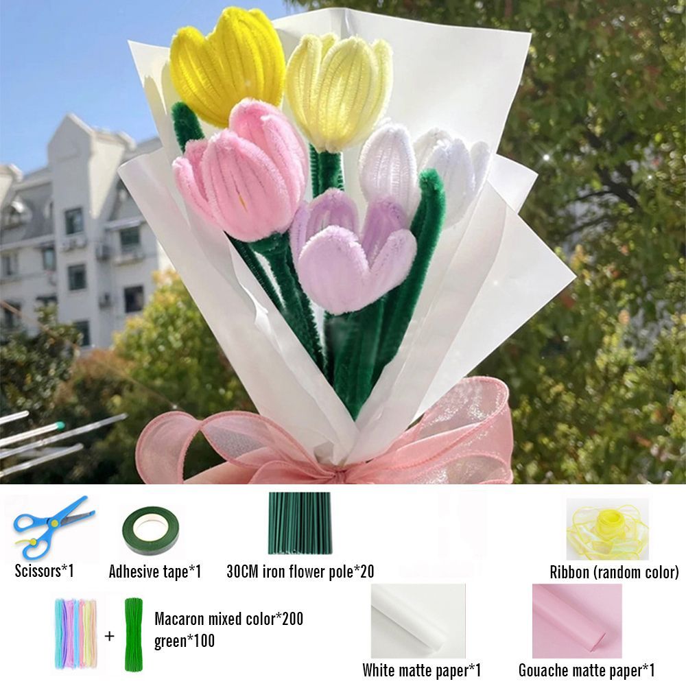 Bricolage Cure-pipe Fleurs Bouquet Fait À La Main Twist Stick Bouquet Cadeau Pour Elle - votrecollierprenomfr