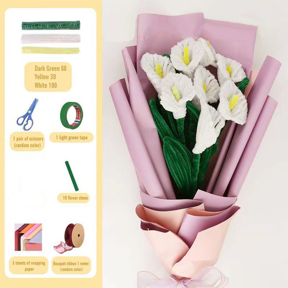 Bricolage Cure-pipe Fleurs Bouquet Fait À La Main Twist Stick Bouquet Cadeau Pour Amoureux - votrecollierprenomfr