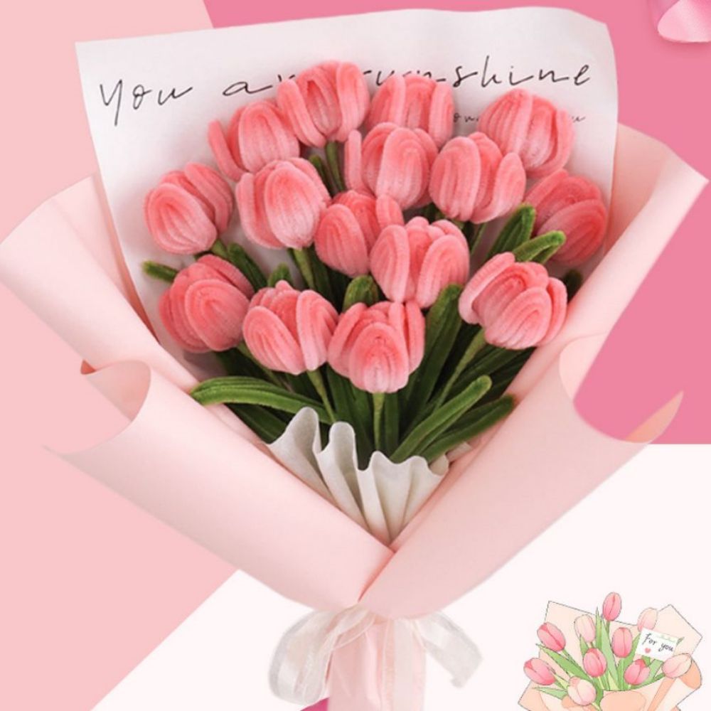 Diy Pipe Cleaner Tulip Bouquet Handmade Twist Stick Bouquet Cadeau Pour Elle - votrecollierprenomfr