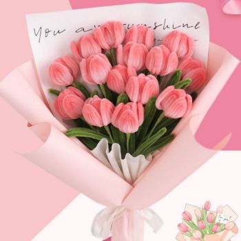 Diy Pipe Cleaner Tulip Bouquet Handmade Twist Stick Bouquet Cadeau Pour Elle - votrecollierprenomfr
