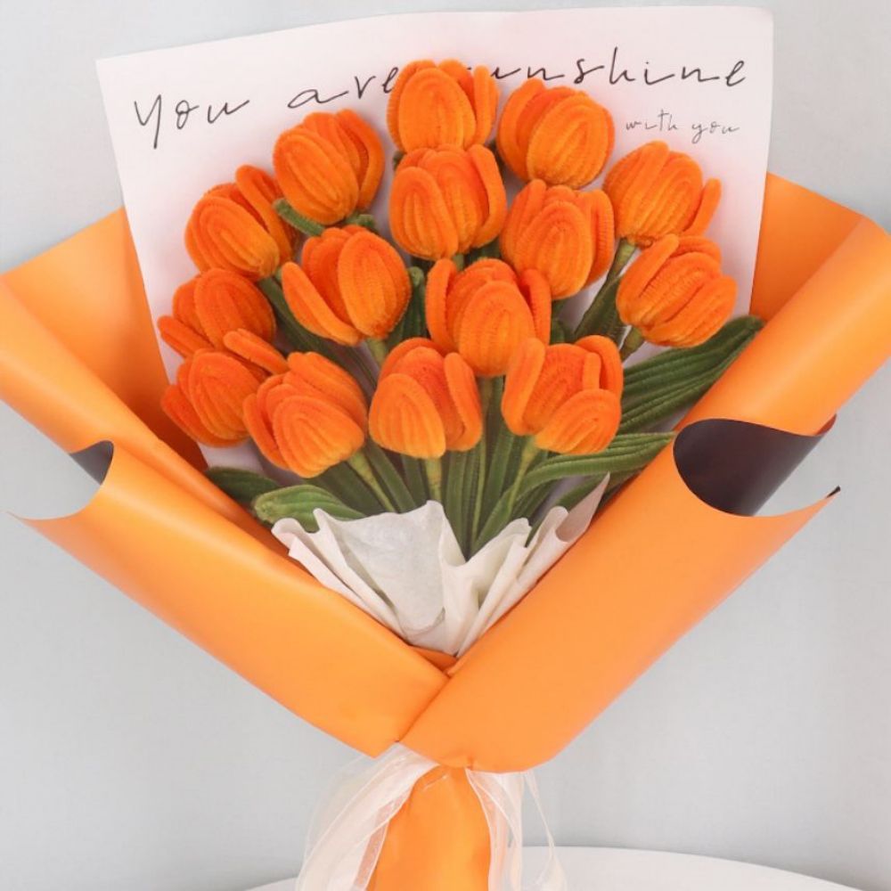 Diy Pipe Cleaner Tulip Bouquet Handmade Twist Stick Bouquet Cadeau Pour Elle - votrecollierprenomfr