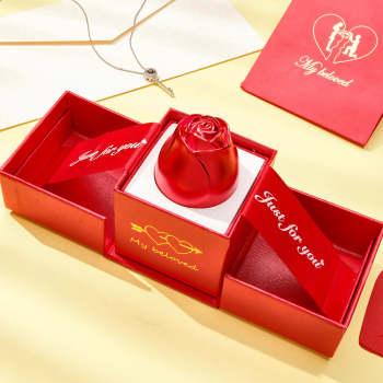 Organisateur De Bijoux De Boîte-cadeau De Collier En Forme De Rose Relevable - votrecollierprenomfr