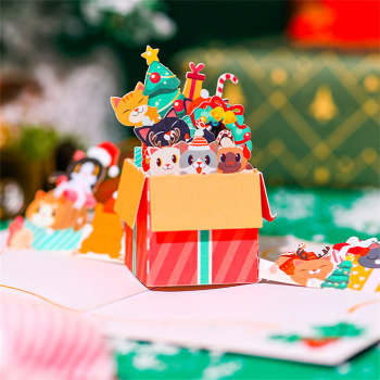 Carte Pop Up De Noël 3d Carte De Voeux Chat - votrecollierprenomfr