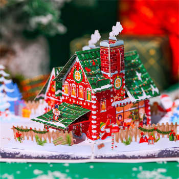Carte Pop Up De Noël 3d Carte De Voeux Maison De Noël - votrecollierprenomfr