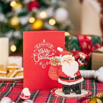 Carte Pop-up De Noël 3d, Carte De Vœux Avec Ornement Du Père Noël - votrecollierprenomfr