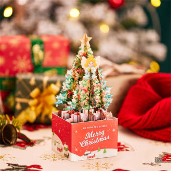 Carte Pop Up De Noël 3d, Boîte D'arbre De Noël, Carte De Vœux - votrecollierprenomfr
