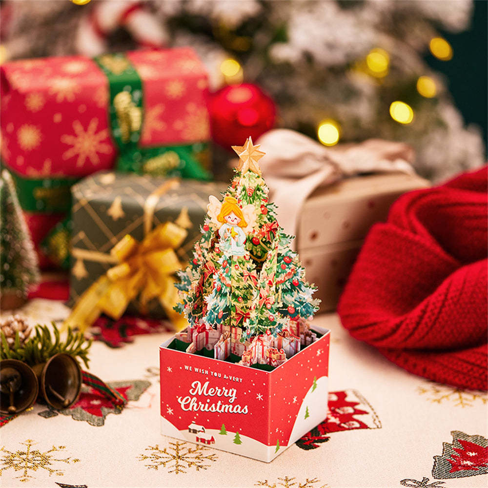 Carte Pop Up De Noël 3d, Boîte D'arbre De Noël, Carte De Vœux - votrecollierprenomfr