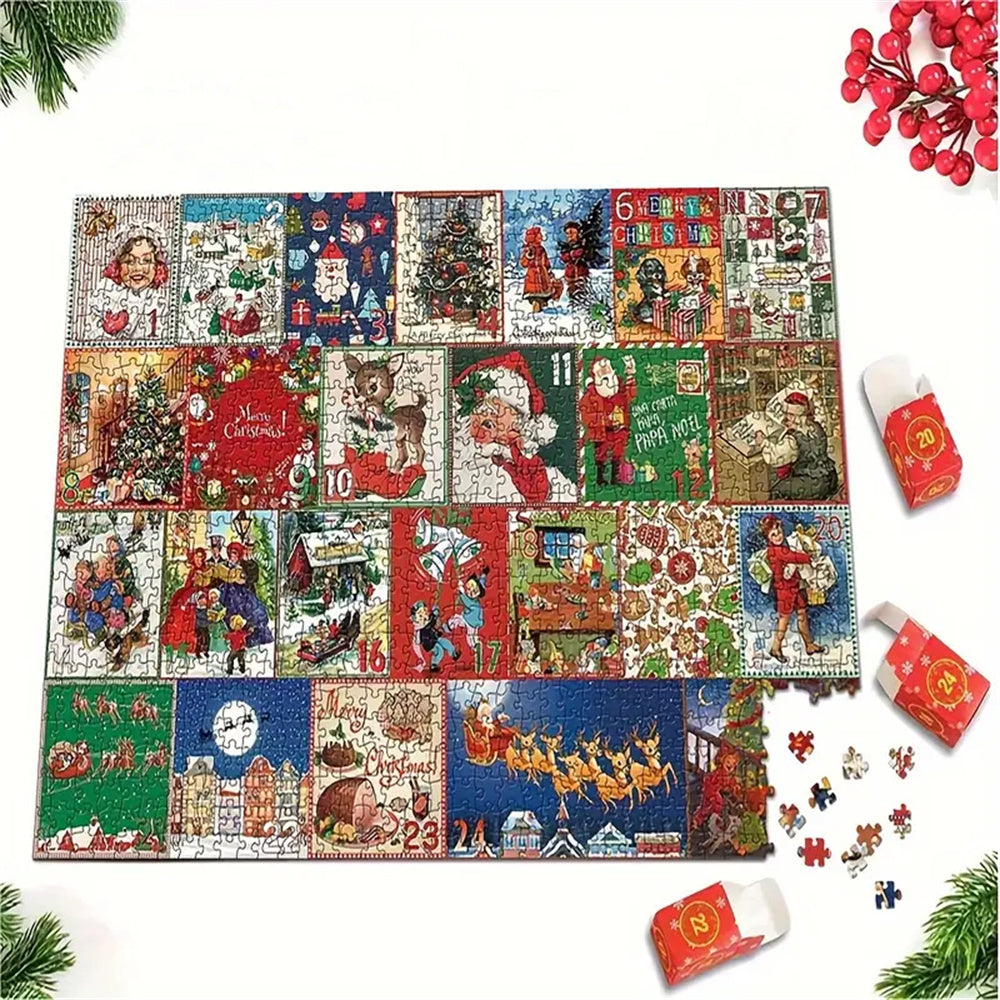 Puzzle De Noël Avec Calendrier De L'avent – 24 Boîtes De Puzzle De Compte À Rebours De Noël, Jouet Cadeau Pour Enfant Et Adulte