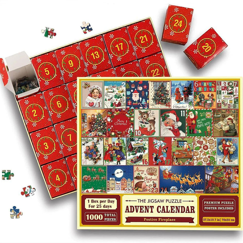 Puzzle De Noël Avec Calendrier De L'avent – 24 Boîtes De Puzzle De Compte À Rebours De Noël, Jouet Cadeau Pour Enfant Et Adulte