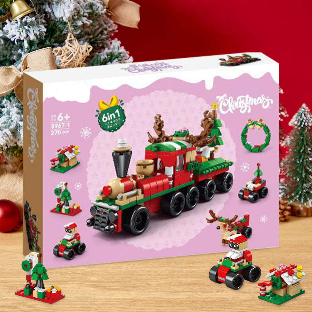 Coffret Surprise De 6 Figurines De Train De Noël En Briques, Boîte Cadeau. - votrecollierprenomfr