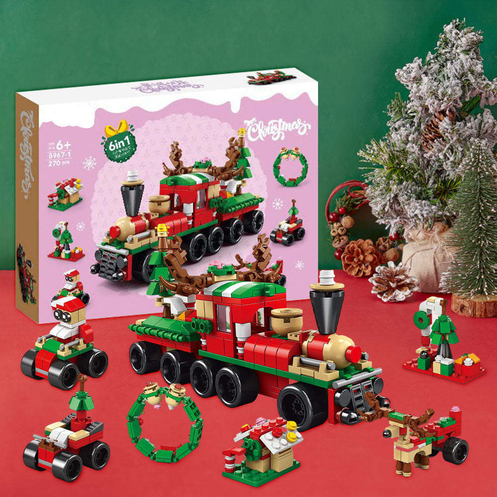 Coffret Surprise De 6 Figurines De Train De Noël En Briques, Boîte Cadeau. - votrecollierprenomfr