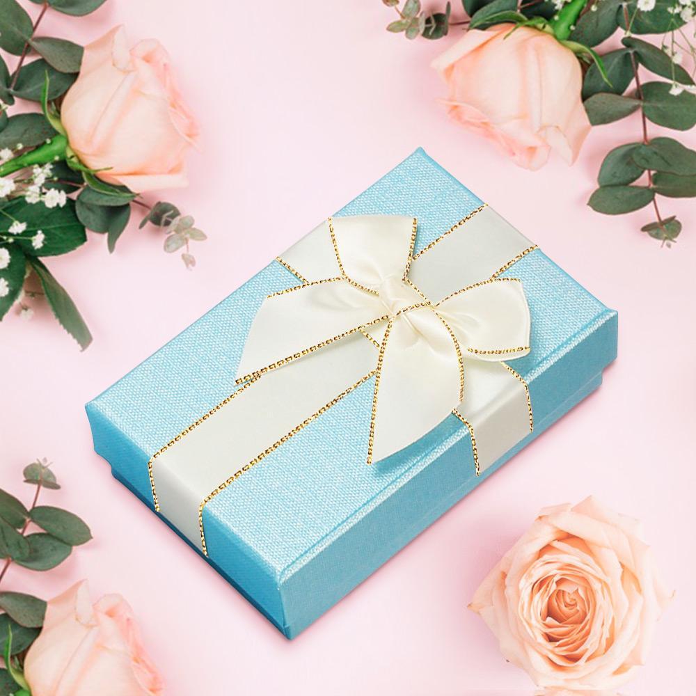 Coffret Cadeau Avec Couvercle Et Ruban - Bleu - votrecollierprenomfr