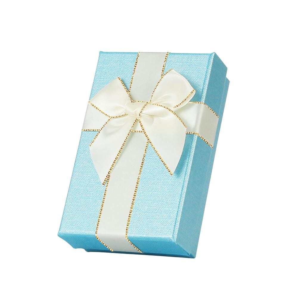 Coffret Cadeau Avec Couvercle Et Ruban - Bleu - votrecollierprenomfr