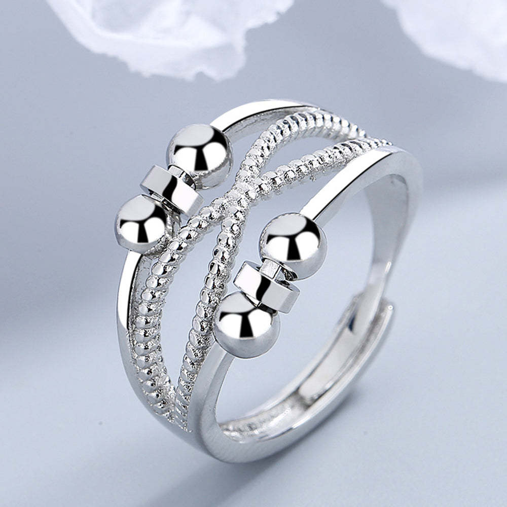 Anxiety Ring for Women Men Fidget Rings for Anxiety Spinning Bead Adjustable Rotating Ring - votrecollierprenomfr
