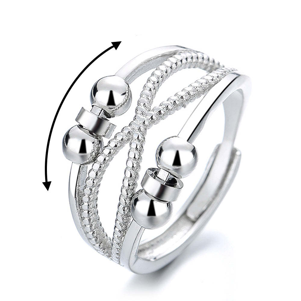 Anxiety Ring for Women Men Fidget Rings for Anxiety Spinning Bead Adjustable Rotating Ring - votrecollierprenomfr