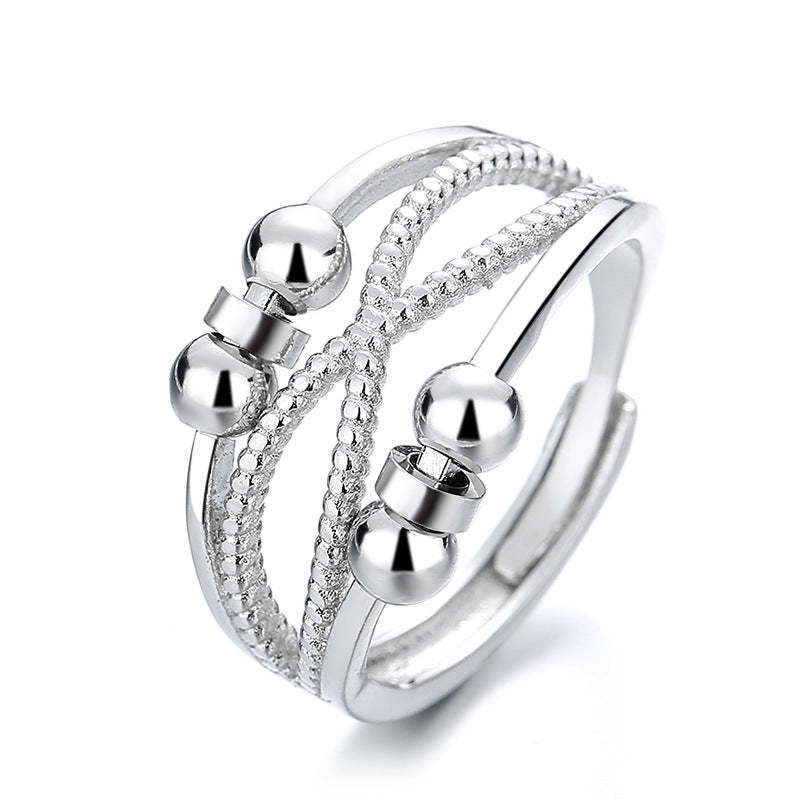Anxiety Ring for Women Men Fidget Rings for Anxiety Spinning Bead Adjustable Rotating Ring - votrecollierprenomfr