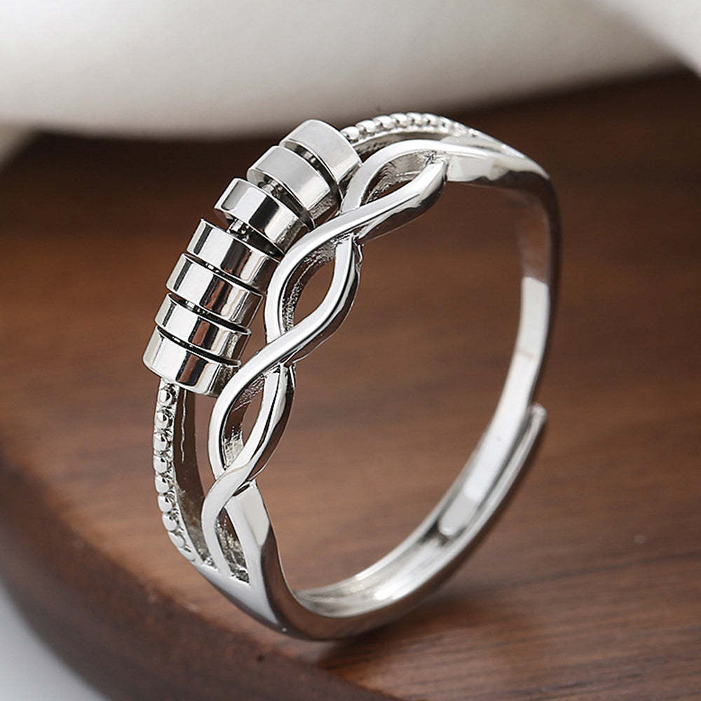 Anxiety Ring for Women Men Fidget Rings for Anxiety Spinning Bead Adjustable Rotating Ring - votrecollierprenomfr