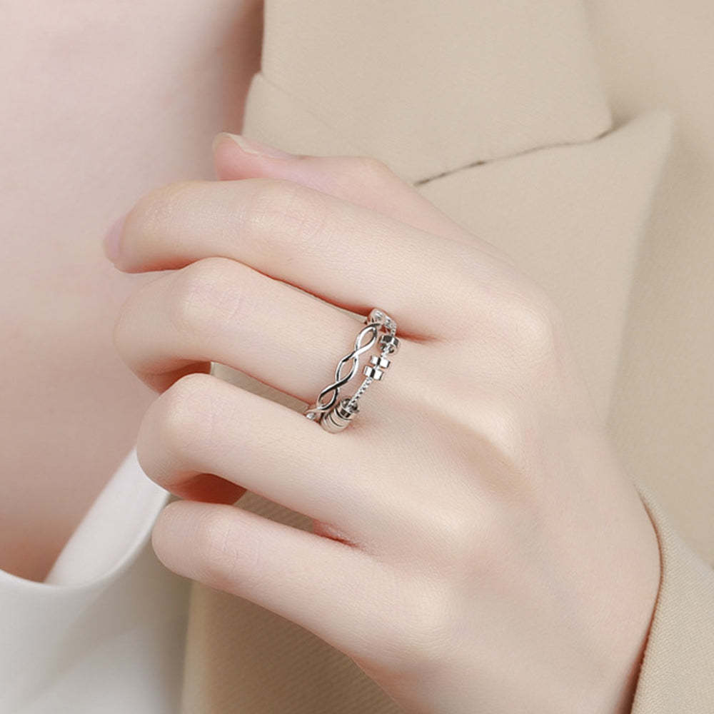 Anxiety Ring for Women Men Fidget Rings for Anxiety Spinning Bead Adjustable Rotating Ring - votrecollierprenomfr