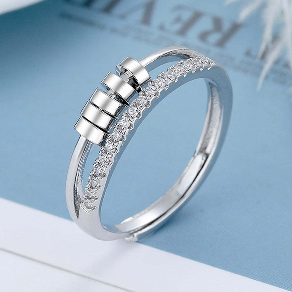 Anxiety Ring for Women Men Fidget Rings for Anxiety Spinning Bead Adjustable Rotating Ring - votrecollierprenomfr