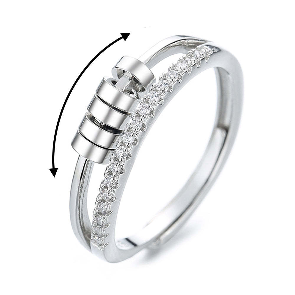 Anxiety Ring for Women Men Fidget Rings for Anxiety Spinning Bead Adjustable Rotating Ring - votrecollierprenomfr