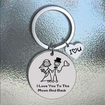 Je T'aime Jusqu'à La Lune Et Le Dos Porte-clés En Acier Inoxydable Cadeau D'anniversaire - votrecollierprenomfr