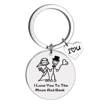 Je T'aime Jusqu'à La Lune Et Le Dos Porte-clés En Acier Inoxydable Cadeau D'anniversaire - votrecollierprenomfr