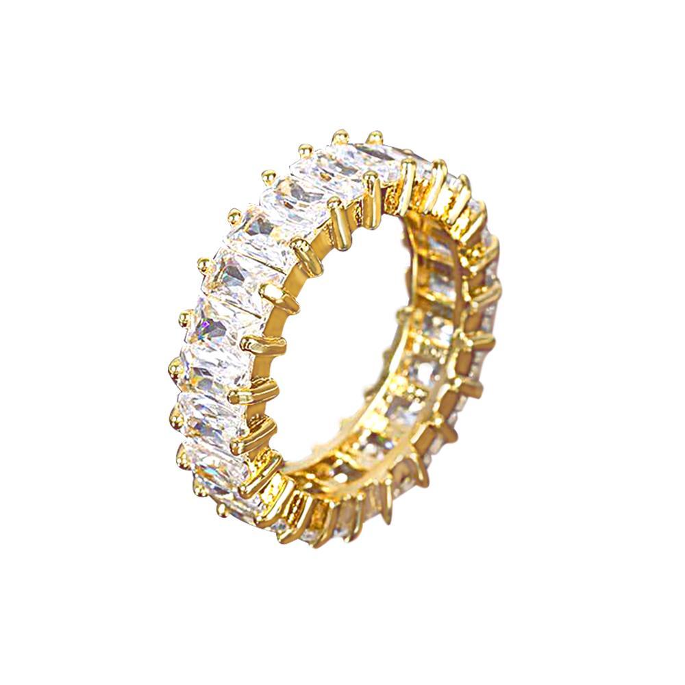 Bague Hip Hop Unique, Bague En Zircon Cubique À Une Rangée, Cadeaux Pour Hommes - votrecollierprenomfr
